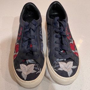 Salvatore Ferragamo Embroidered Denim Eddy Sneakers - sz 7